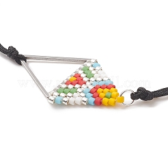 Braccialetto di perline intrecciate a triangolo intrecciato con semi di vetro&nbsp;BJEW-MZ00026-02