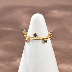 Offene Manschettenringe aus 304 Edelstahl mit Strasssteinen für Damen&nbsp;RJEW-K301-07G