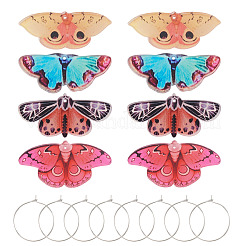 4 par de pendientes de aro de aleación y acrílico con forma de mariposa de 4 colores&nbsp;EJEW-TA0001-88A