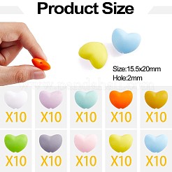 100 stücke herz silikonperlen für schlüsselbund herstellung niedliche silikonperlen groß silikonperlen kit für schmuck diy handwerk machen&nbsp;JX310A