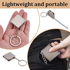Quadratisches Mini-Maßband Schlüsselanhänger aus Zinklegierung und Stahl&nbsp;KEYC-WH0036-73