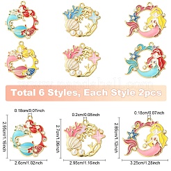 12pcs 6 styles de pendentifs en émail en alliage&nbsp;ENAM-YW0005-31