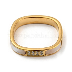 Ionenplattierung (IP) 304 Edelstahl Rechteck Fingerring&nbsp;RJEW-C059-01G