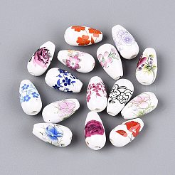 Perles de porcelaine à la main imprimés&nbsp;PORC-N014-06A