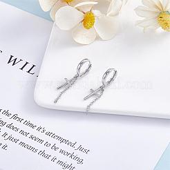 Kreuz Huggie Creolen vergoldet minimalistische Kreuz Charm baumeln Ohrringe Schmuck Geschenk für Frauen Männer&nbsp;JE1075A