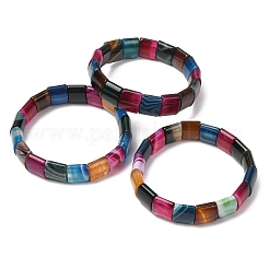 Bracelets extensibles en perles d'agate naturelle carrée (teinte et chauffée) pour femmes et hommes&nbsp;GG-CBA9ACE-B18