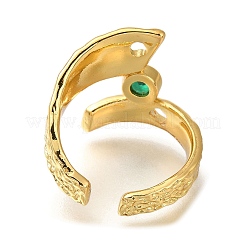 Anillos de puño abiertos de circonita cúbica micro pavé de latón chapado en estante para mujer&nbsp;RJEW-M022-17G