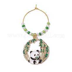 8 Stück 8 Stile Panda Legierung Emaille Weinglas Charms&nbsp;AJEW-JO00211