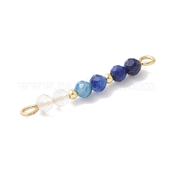 Facettierte runde natürliche Quarzkristall & Lapislazuli & Kyanit Perlen Verbinder Charms&nbsp;PALLOY-JF03530-02