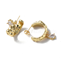 Anello in zirconi cubici trasparenti con orecchini pendenti a goccia&nbsp;EJEW-P214-19G