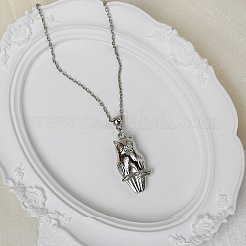 Collier minimaliste européen avec pendentif en plastique et chaîne en fer&nbsp;WF8696-1