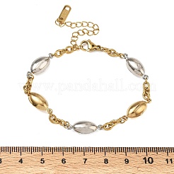 Pulseras de eslabones de acero inoxidable 304 bicolor con ojo de caballo para mujer&nbsp;BJEW-A169-13GP