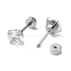 Tapones para los oídos falsos de acero inoxidable 304 con cristales de imitación&nbsp;STAS-C089-04D-P