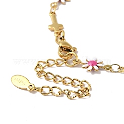 Ionenplattiertes (IP) Emaille-Armband mit Blumen- und Kreuzgliederkette&nbsp;BJEW-C023-01G-02