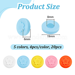 20 pièce de 5 couleurs de couvre-boutons en silicone pour jeans&nbsp;BUTT-OC0001-70