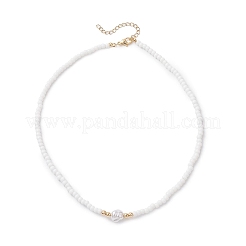 Collane di perle keshi in imitazione plastica e perline di vetro rotonde per le donne&nbsp;NJEW-JN05462