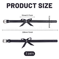 3 Paar verstellbare Fußkettchen aus PU-Leder mit Schleife&nbsp;AJEW-PH0007-82