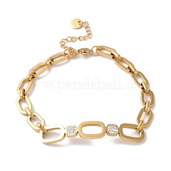 Bracciale in acciaio inossidabile 304 con micro pavé di zirconi cubici per donna&nbsp;BJEW-C070-03B-G