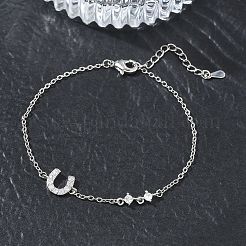Braccialetti in ottone con micro pavé di zirconi trasparenti&nbsp;BJEW-E114-01D-P