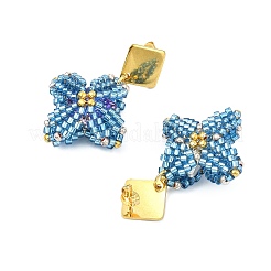 Boucles d'oreilles pendantes en acier inoxydable 304 avec perles de verre en forme d'étoile&nbsp;EJEW-MZ00332-02