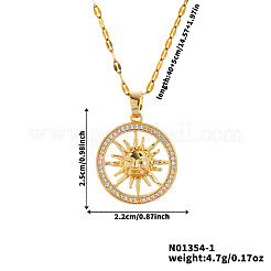 Elegante und stilvolle Halsketten mit Sonnenanhänger aus Messing mit Zirkonia für Damen&nbsp;HW8743-1