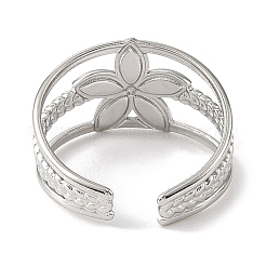Blume 304 Edelstahl Emaille offene Manschettenringe für Frauen&nbsp;RJEW-F166-21P-01