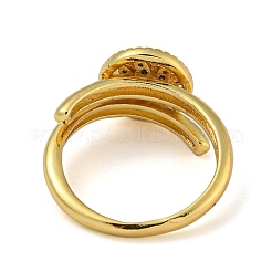 Rond plat avec arbre de vie en laiton micro pavé de zircons cubiques transparents doubles anneaux&nbsp;RJEW-Z050-23G