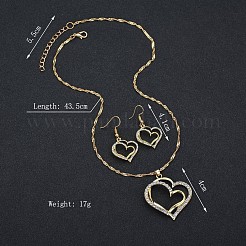 Herz Legierung Kristall Strass Anhänger Halskette & baumeln Ohrringe Sets&nbsp;FS-WG58D1F-02