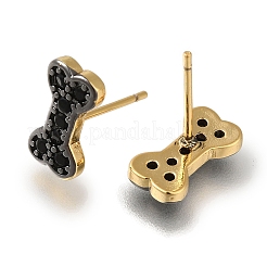Orecchino a bottone con micro pavé di zirconi cubici in ottone placcato cremagliera&nbsp;EJEW-C101-10G