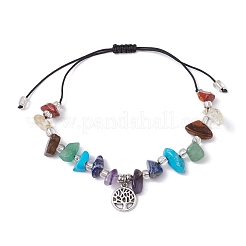 Bracelets de perles tressées avec pierres précieuses naturelles et synthétiques chakra&nbsp;BJEW-JB09824