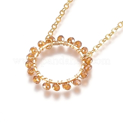 Set di collane con perline di vetro placcato ad anello&nbsp;NJEW-JN02626-03