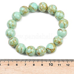 Pulsera elástica con cuentas turquesa sintética&nbsp;BJEW-P208-08-12MM-01