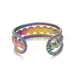 Bague ouverte à triple ligne en acier inoxydable 304 couleur arc-en-ciel avec placage ionique (IP) pour femme&nbsp;RJEW-C025-07M