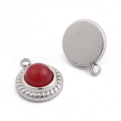 Breloques demi-rondes en jade blanc naturel teinté&nbsp;STAS-L022-399P-06