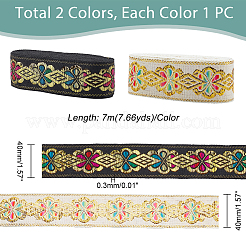 14m 2 couleurs de rubans polyester brodés style ethnique&nbsp;OCOR-GA0001-54