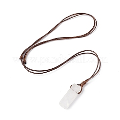 Collier pendentif pépite en cristal de quartz naturel avec cordon ciré pour femme&nbsp;NJEW-F306-01H