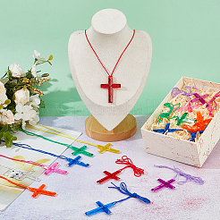 40 pz 8 colori croce collane con ciondolo in polistirolo&nbsp;DIY-DC0004-02