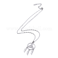 Collar con colgante de plumas y nudo de triquetra/trinidad que no se deslustra&nbsp;NJEW-C042-03P