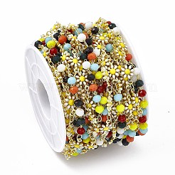 Catene a maglia fiore margherita smaltate in ottone fatte a mano&nbsp;CHC-F015-30G