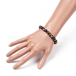 4 stücke natürliche edelstein und böse blick harz perlen stretch armbänder set für frauen männer&nbsp;BJEW-JB08940