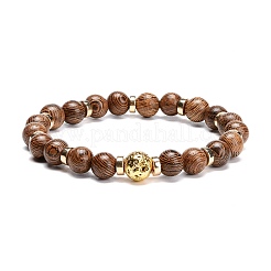 Bracelet extensible perles rondes en bois naturel&nbsp;BJEW-JB07101