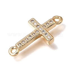Dijes conectores de eslabones cruzados religiosos con circonitas cúbicas transparentes micro pavé de latón&nbsp;CU-K001-01C-G