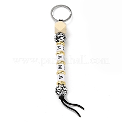 Portachiavi con perline di legno e plastica per la festa della mamma&nbsp;LS-KEYC-B016-02