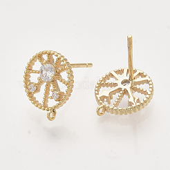 Fornituras de aretes de circonio cúbico de latón&nbsp;KK-T048-014G-NF