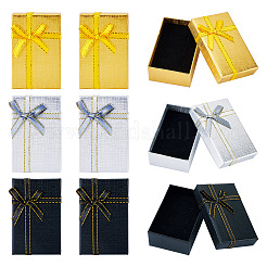 12 Stück 3 Farben Rechteckige Papier-Schmuckset-Geschenk-Aufbewahrungsboxen&nbsp;CON-TA0001-21
