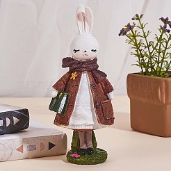 Statue de lapin debout en résine sculpture de lapin figurine de lapin de table pour la décoration de la maison de table de jardin de pelouse (marron)&nbsp;JX085A