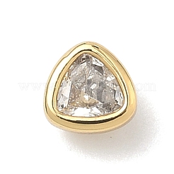 Dreieckige Messing-Mikropavé-Zirkonia-Cabochons&nbsp;KK-P345-13G-F
