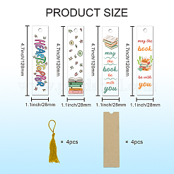 4 Muster rechteckiges wasserdichtes Acryl-Lesezeichen-Set&nbsp;DIY-GL0004-50B