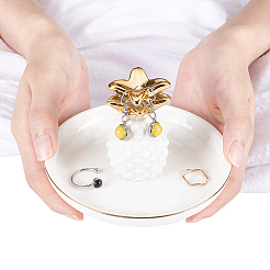 Porte-bague ananas en porcelaine&nbsp;DJEW-WH0010-66A