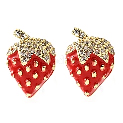 Orecchini a bottone in ottone con zirconi chiari e micro pavè&nbsp;EJEW-G430-01G